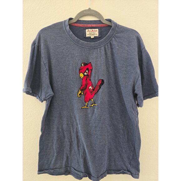 Other - Vintage Red Jacket Embroidered Cardinal Mascot T-Shirt Navy Blue Mens L Baseball